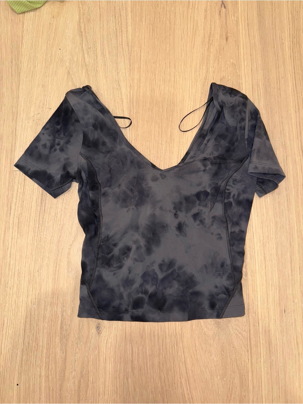 lululemon athletica Black Tie-Dye V-Neck Crop Top